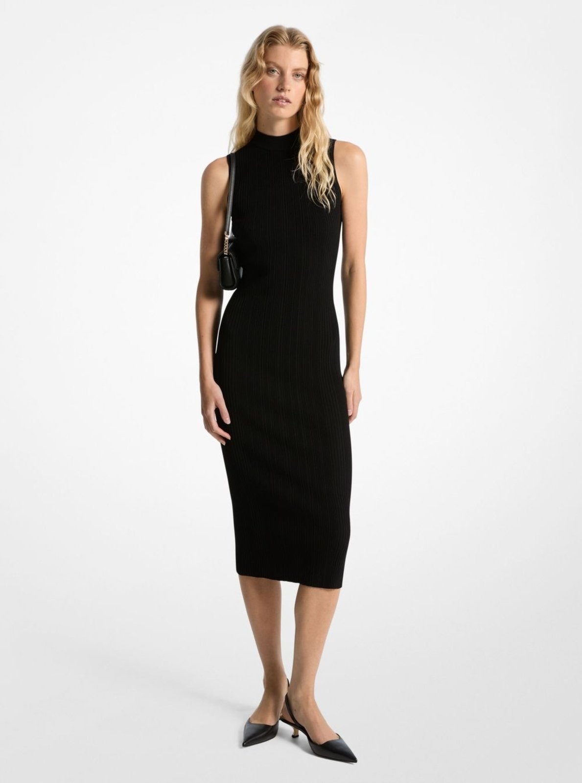Imagem principal Vestido Midi De Gola Alta Canelado Mr582un33d001 Michael Kors preto