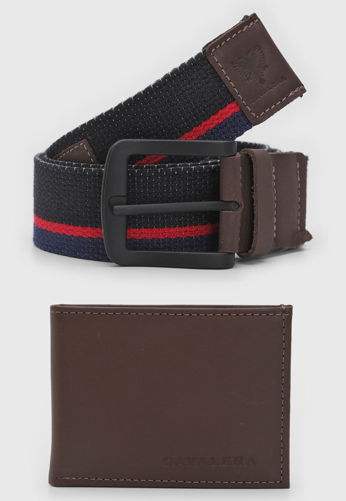 Kit Cinto e Carteira Masculino Cavalera Preto com Detalhes