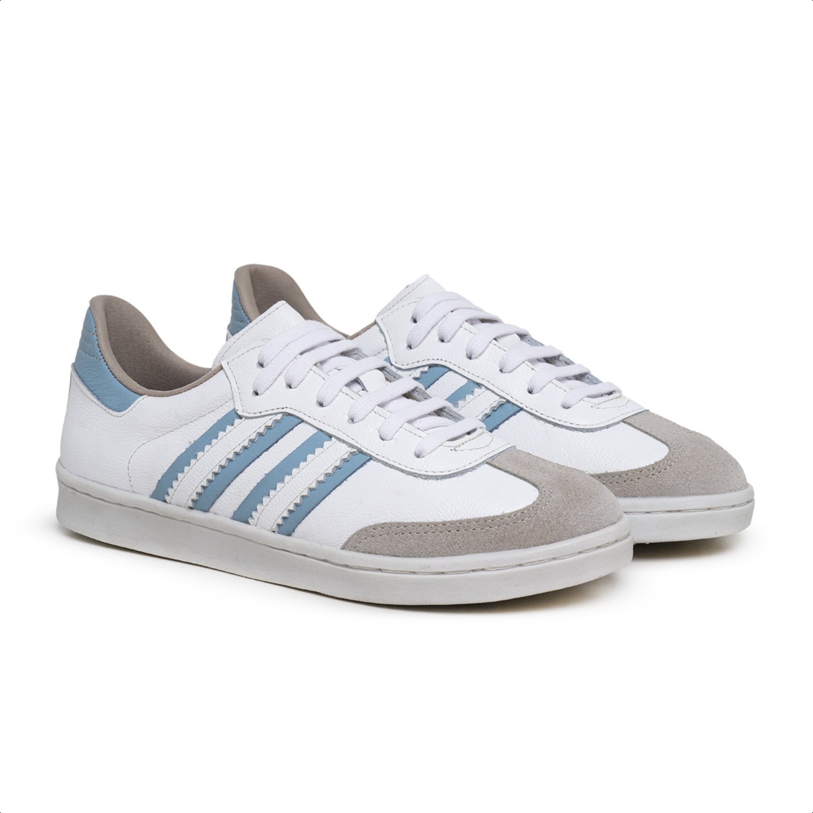 Imagem principal TENIS FEMININO CANO BAIXO DE COURO PARA O DIA A DIA Ref.:1510 Branco e Azul Mister Couros branco azul