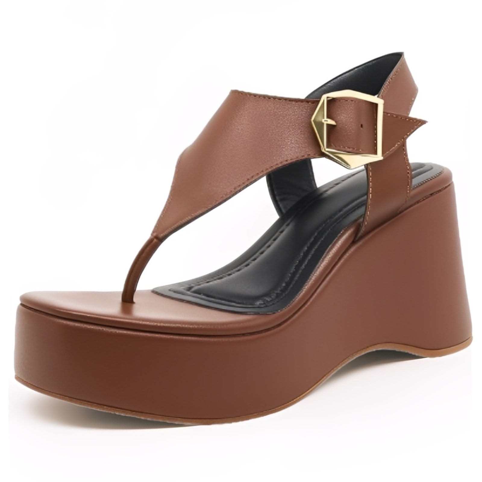 Sandália Anabela de Dedo Plataforma Alta Floter Cacau 9002