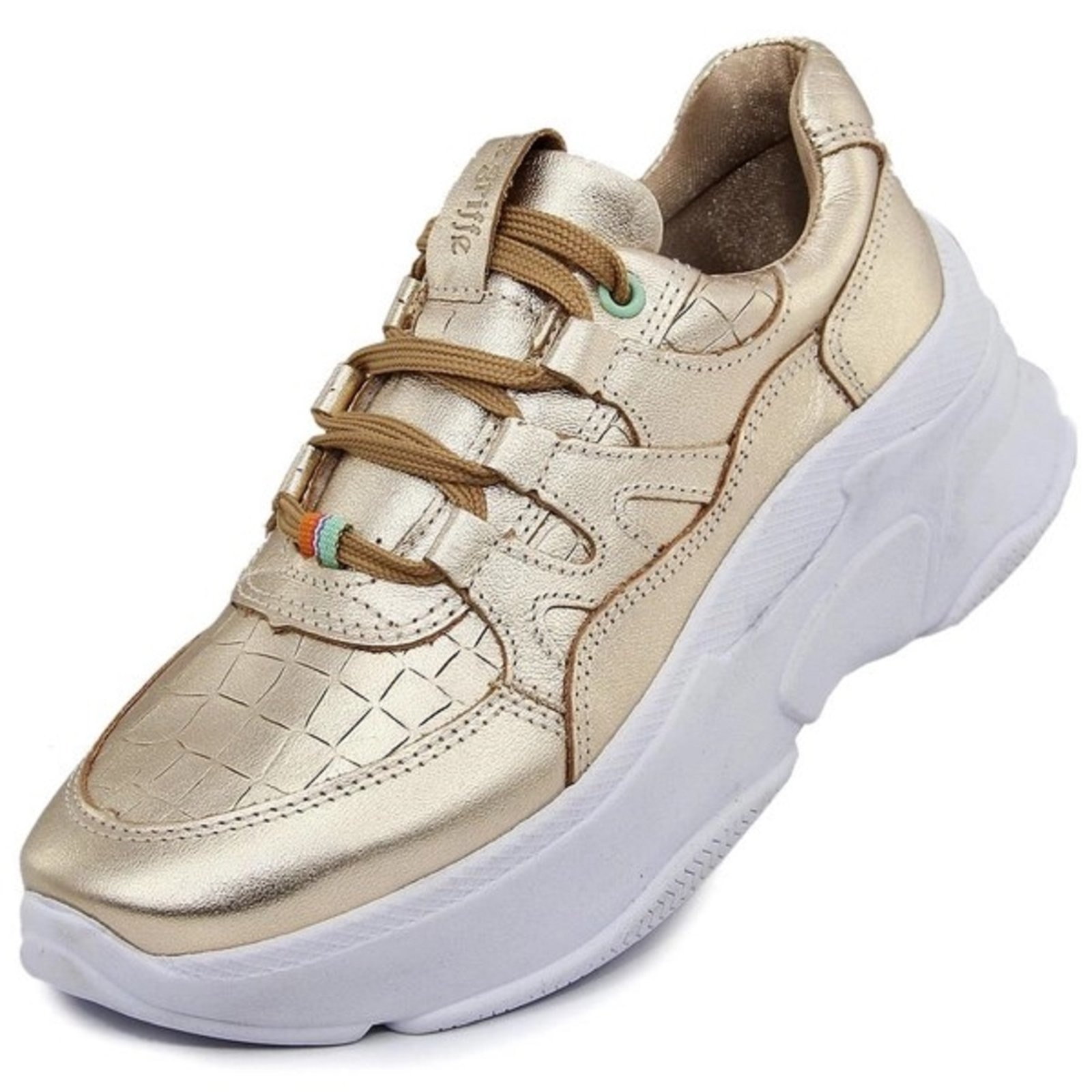 Imagem principal Tênis Chunky Metalizado Sneaker Feminino Robusto Confortável Moderno Casual FRANCA GRIFFE dourado