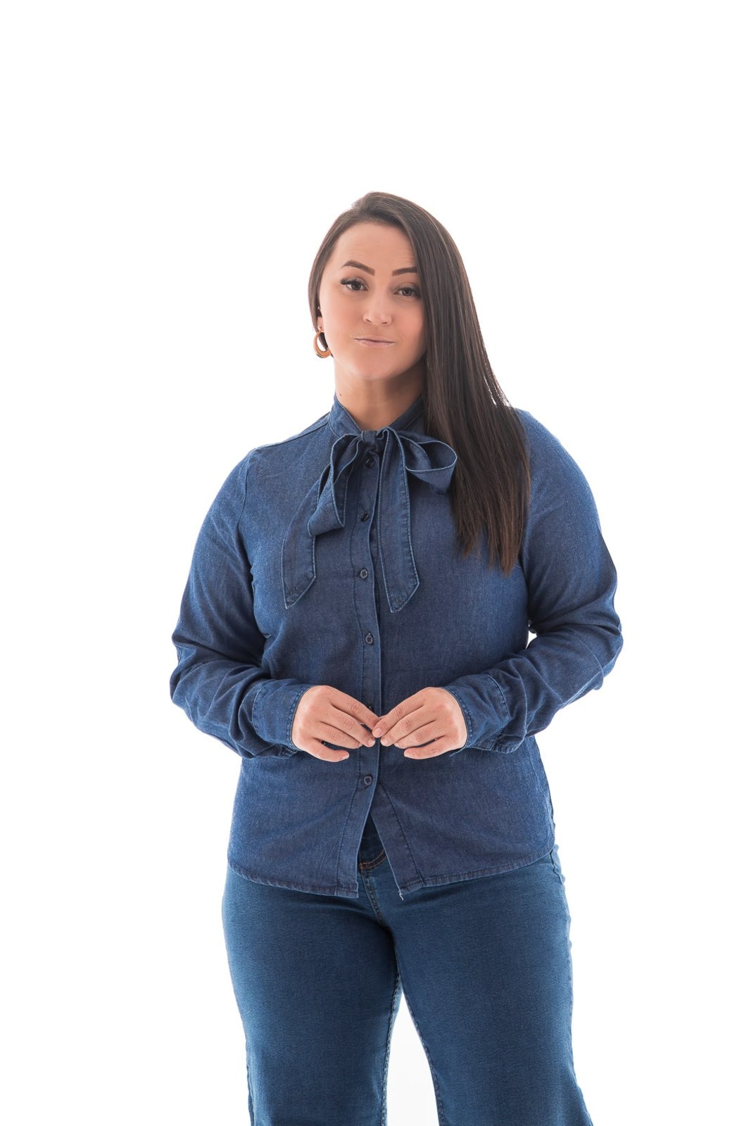 Imagem principal Camisa Feminina Arauto Gola Laço ARAUTO JEANS azul/jeans
