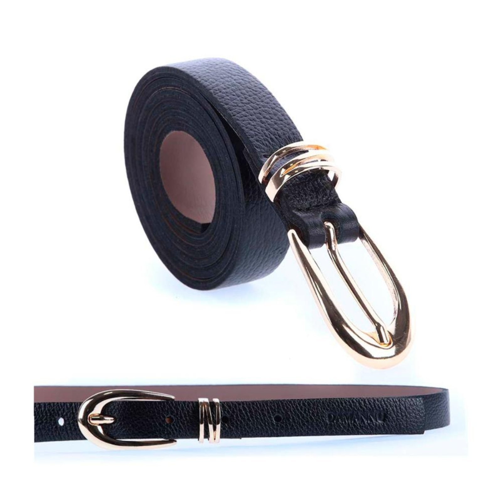 Imagem principal Kim - Cinto Femino Couro Legítimo Fivela Dourada Damannu Shoes preto