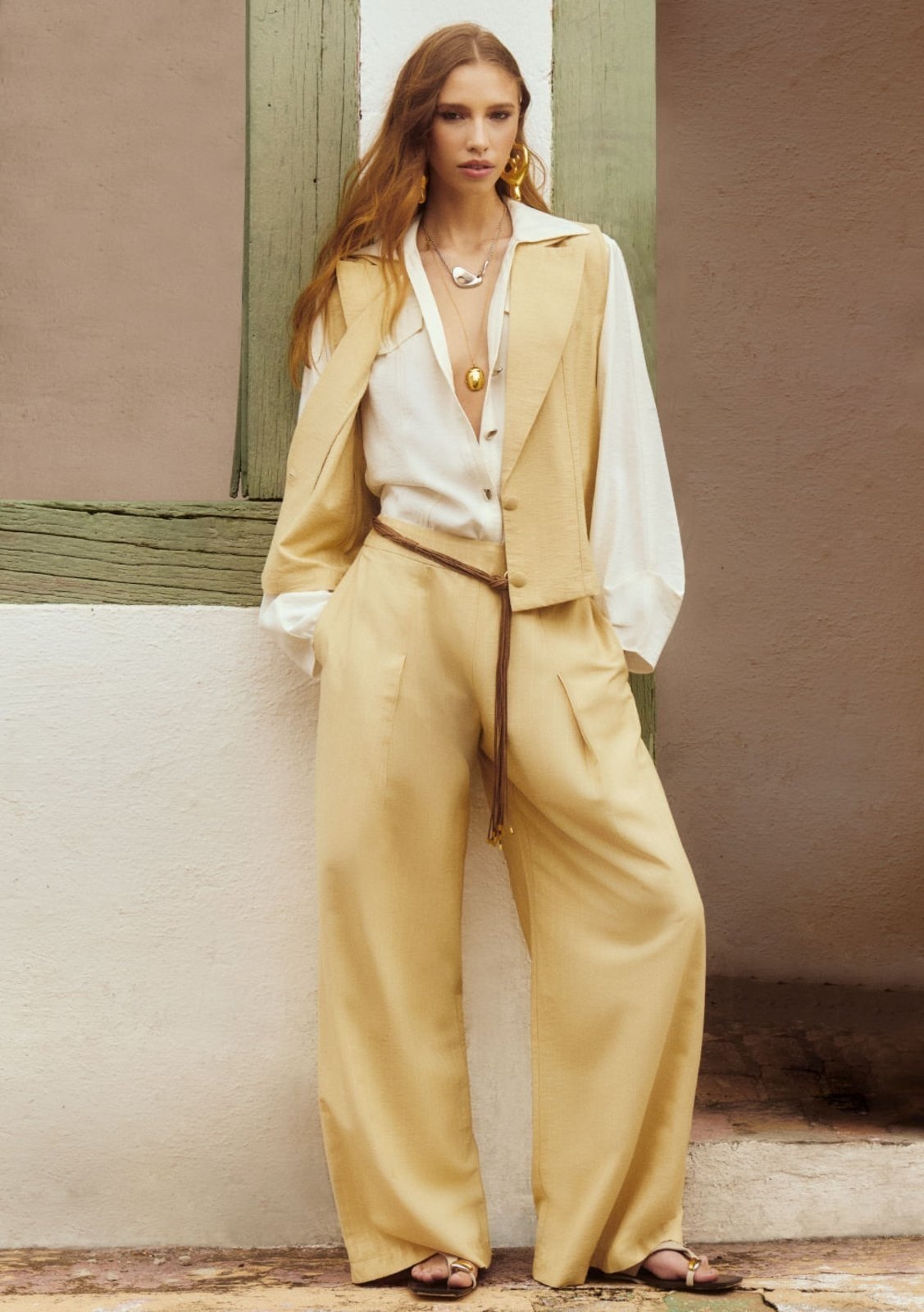 Imagem principal Calça Morena Rosa Wide Alta Amarelo Morena Rosa amarelo rosa