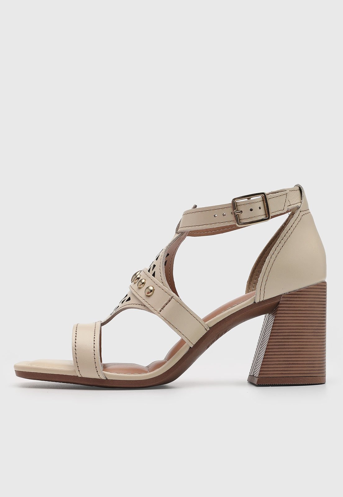 Imagem principal Sandália Feminina Dakota Tachas Salto Médio Off-White Dakota off-white white