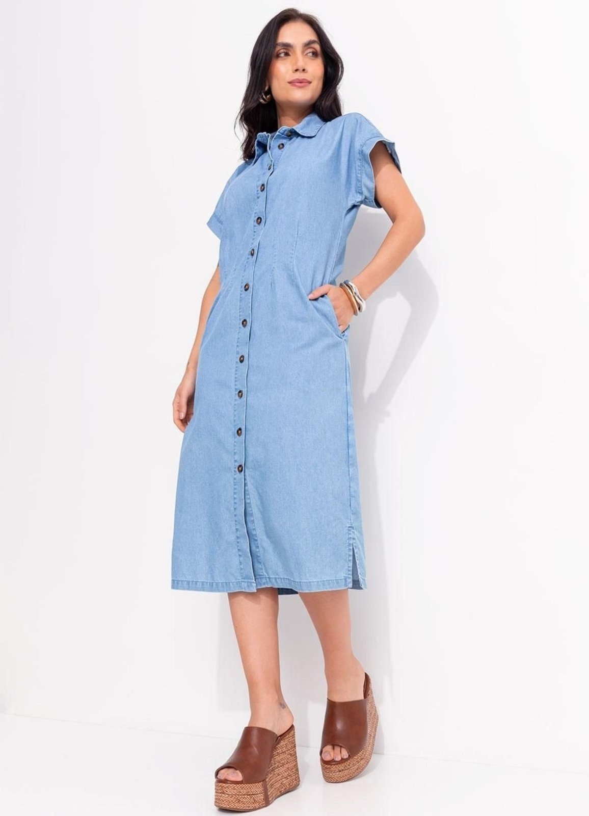 Imagem principal Vestido Em Jeans Quintess Jeans Claro Quintess azul