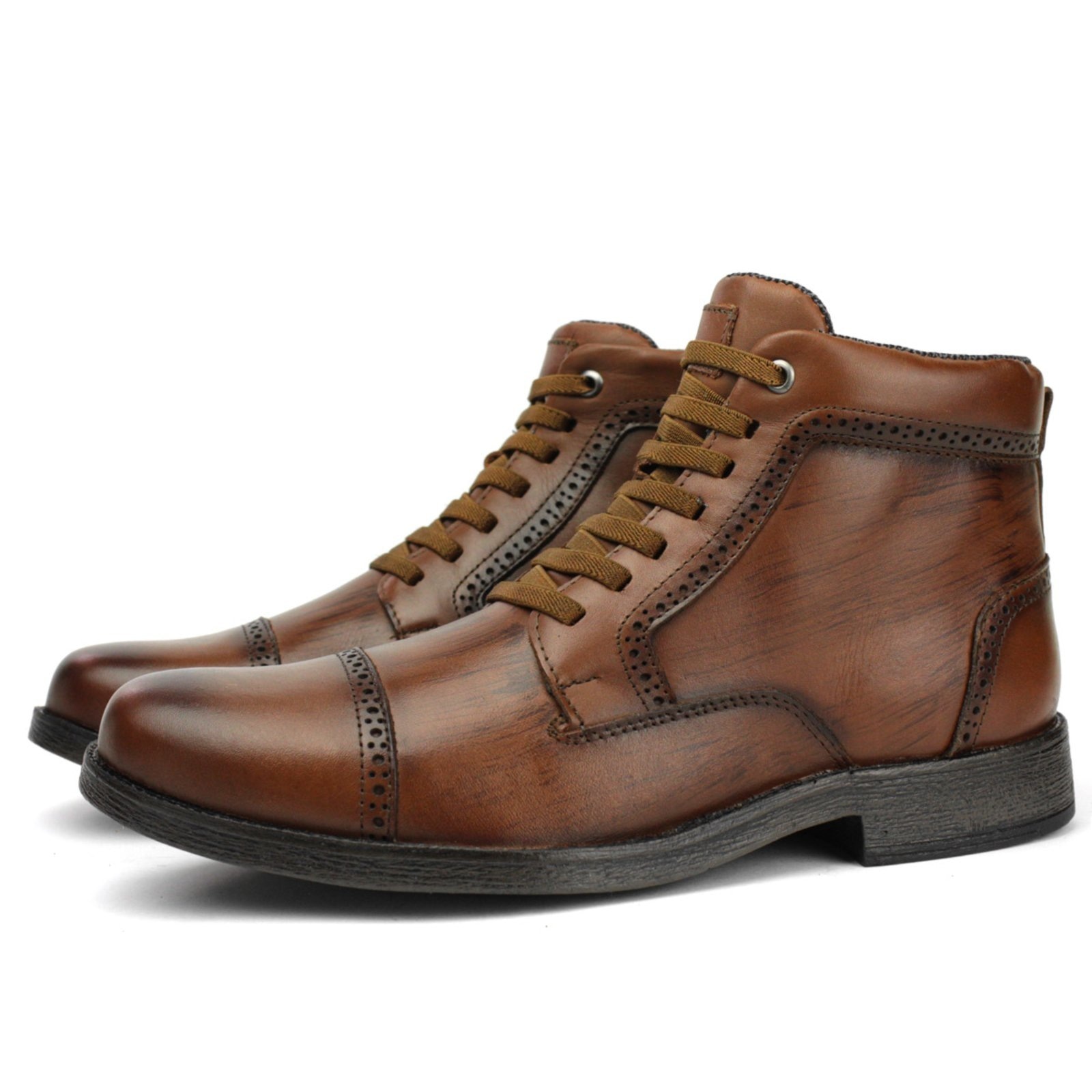 Imagem principal Bota Chukka Social Couro Coturno Casual Masculino Estruturado Cano Curto Clássico Whisky FRANCA GRIFFE marrom