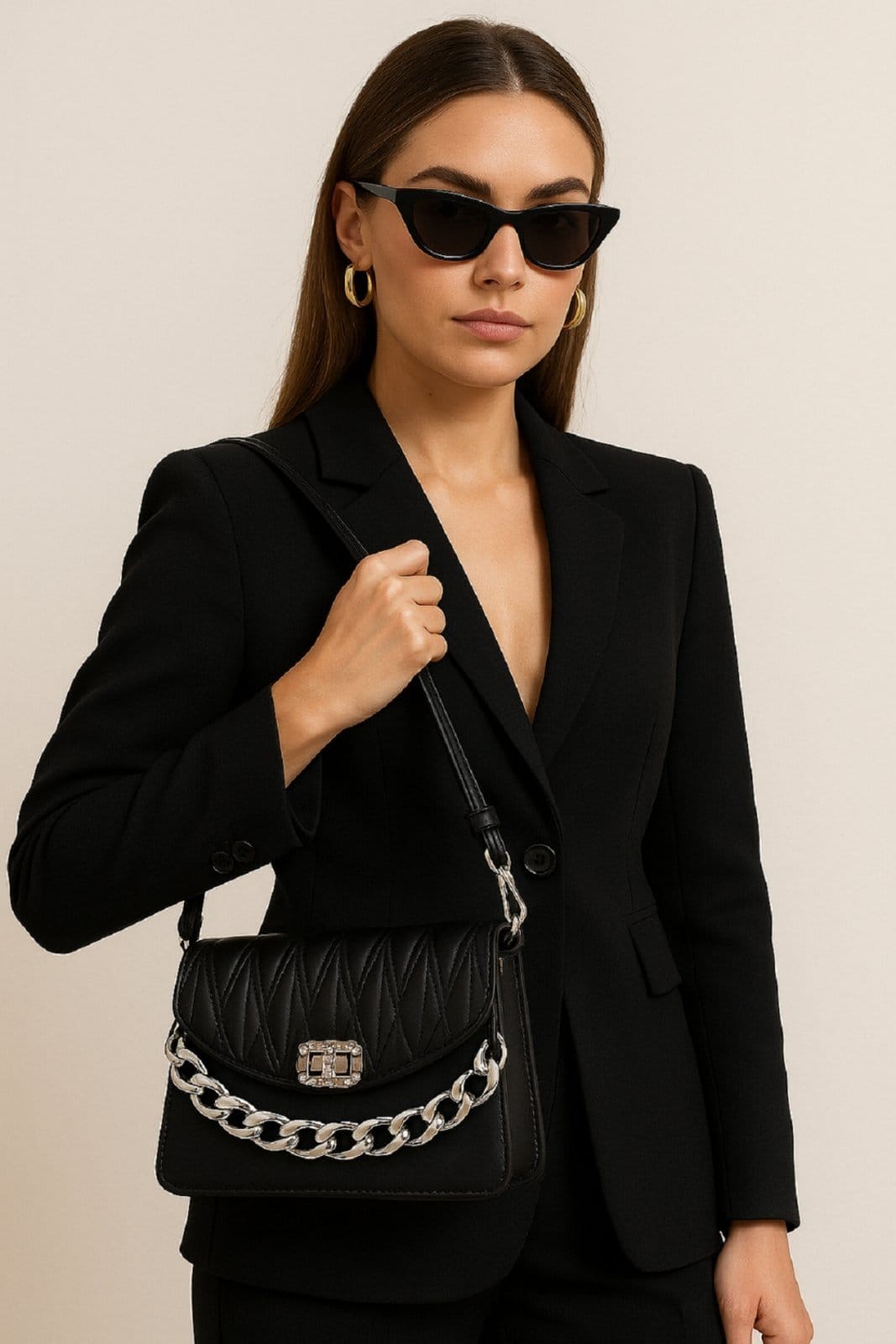 Bolsa Transversal Feminino Elegante Reforçada Tiracolo com Corrente