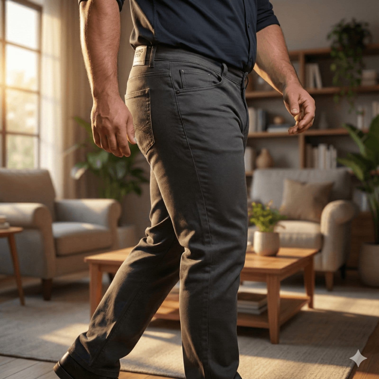 Calça Masculina Gangster Plus Size Sarja Reta Escuro