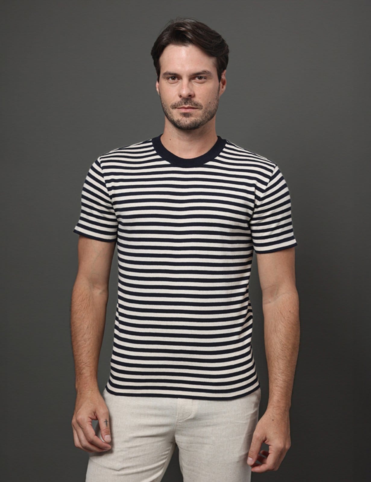 Camiseta Masculina Tricot Listras Calvin Klein - Marinho