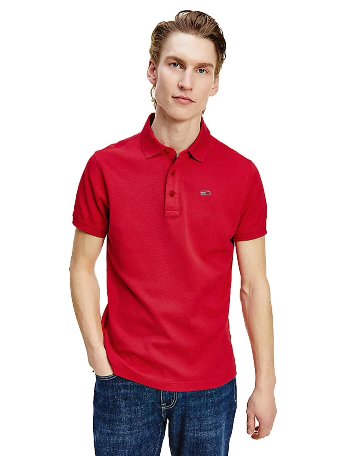 Imagem principal Polo Tommy Jeans Masculina Regular Original Fine Piquet Vermelha Tommy Jeans vermelho