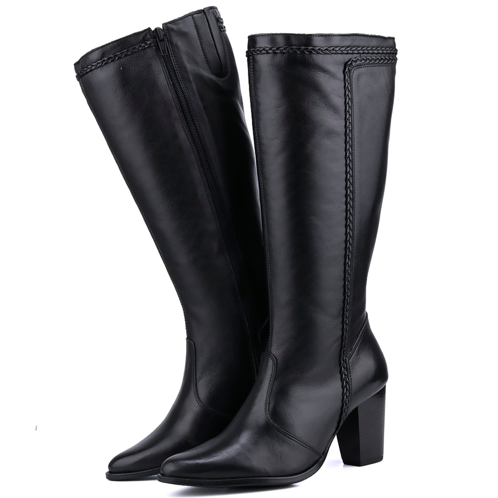 Imagem principal Bota Cano Longo de Couro Mr. Gutt Salto Grosso Preta Mr. Gutt preto