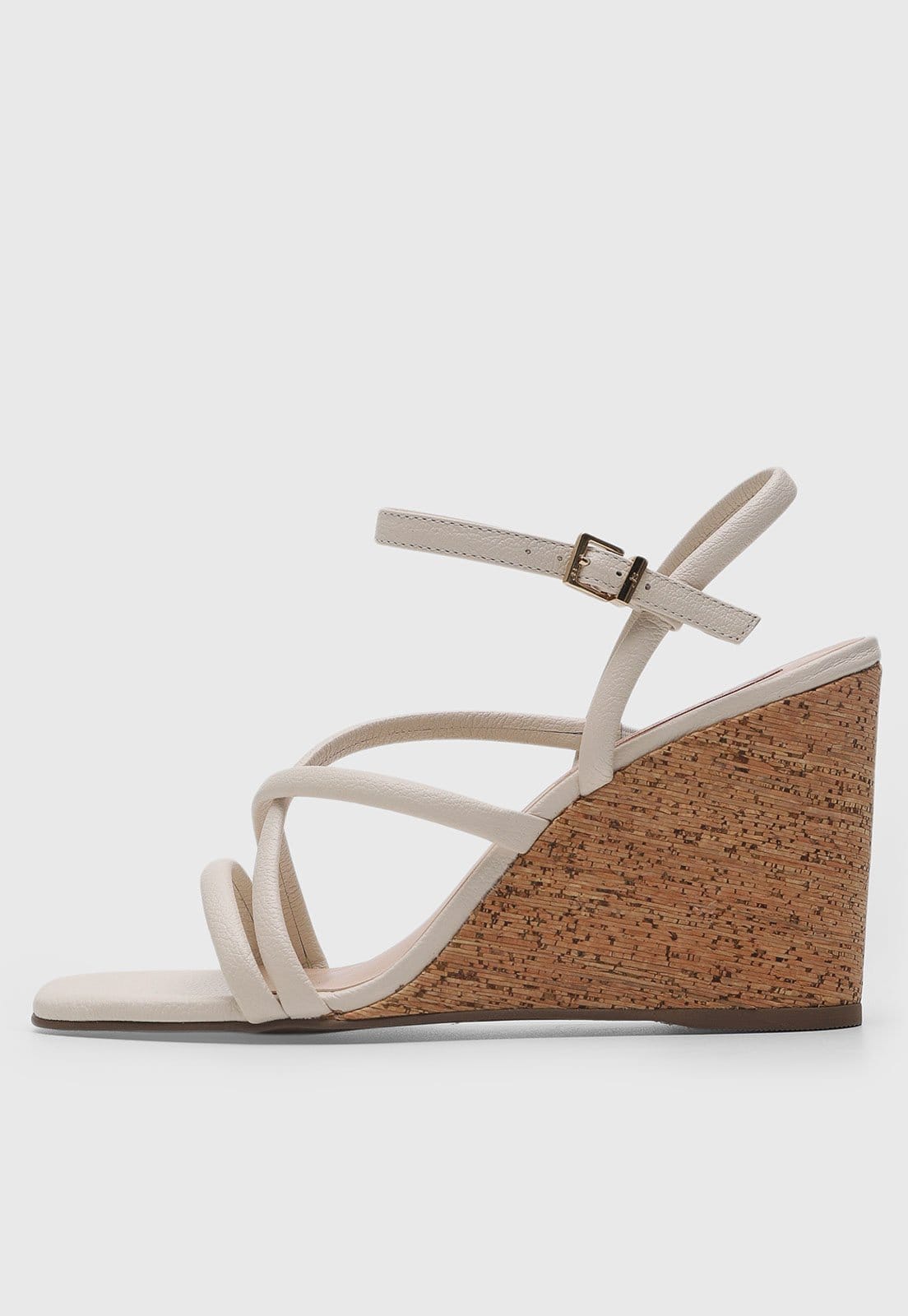 Sandália Feminina Jorge Bischoff Salto Anabela Off-White