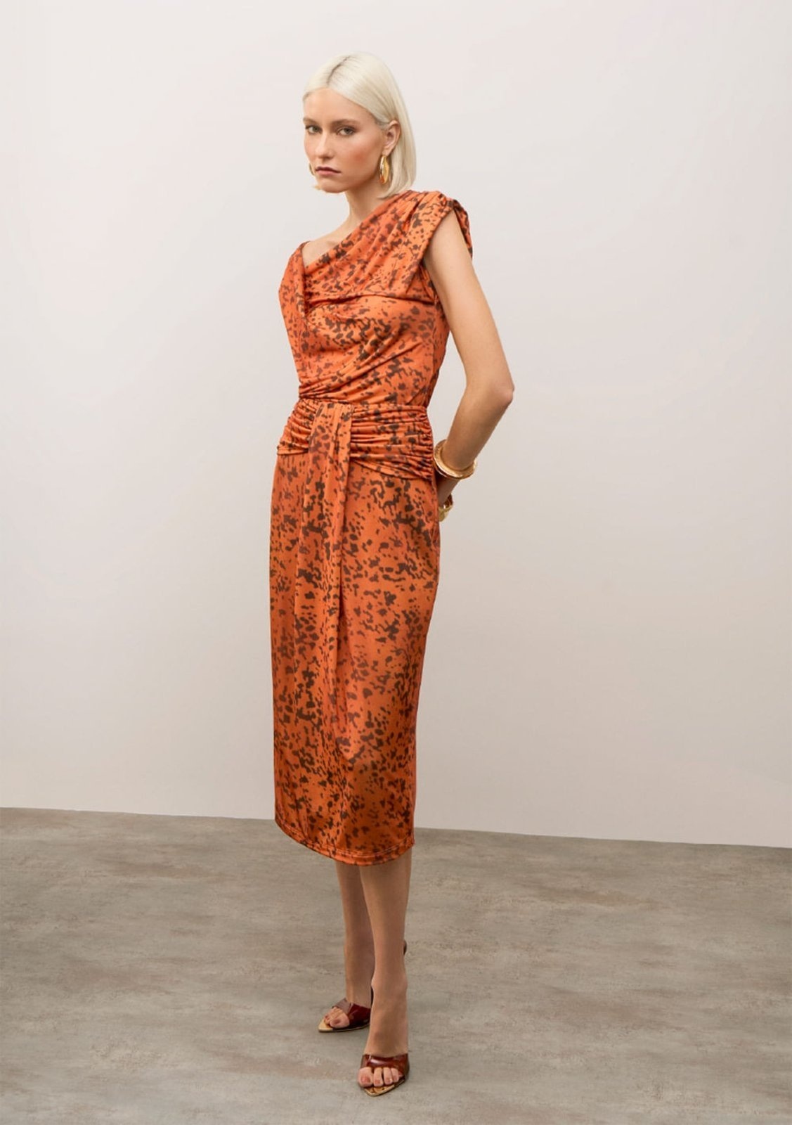 Imagem principal Saia Iódice Lápis Alta Midi IÓDICE laranja