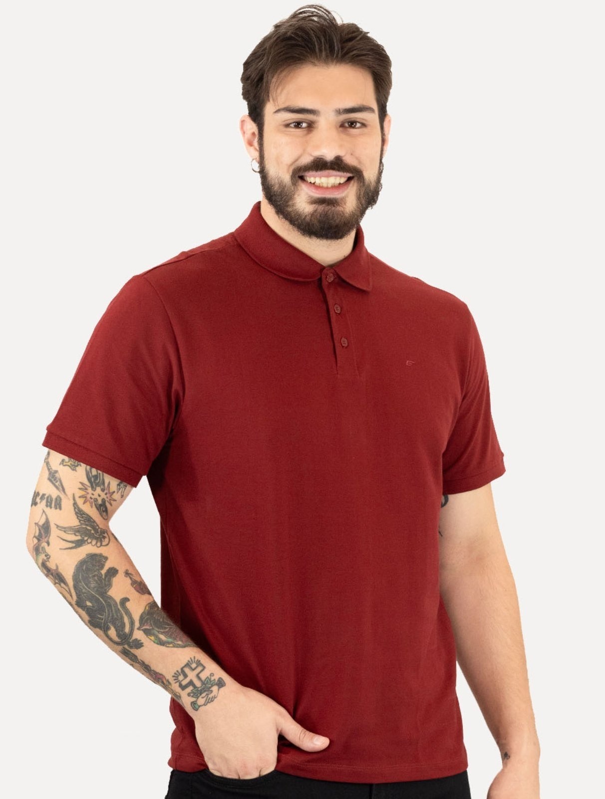 Imagem principal Polo Ellus Masculina Piquet Classic Easa Vermelho Escuro Ellus bordô