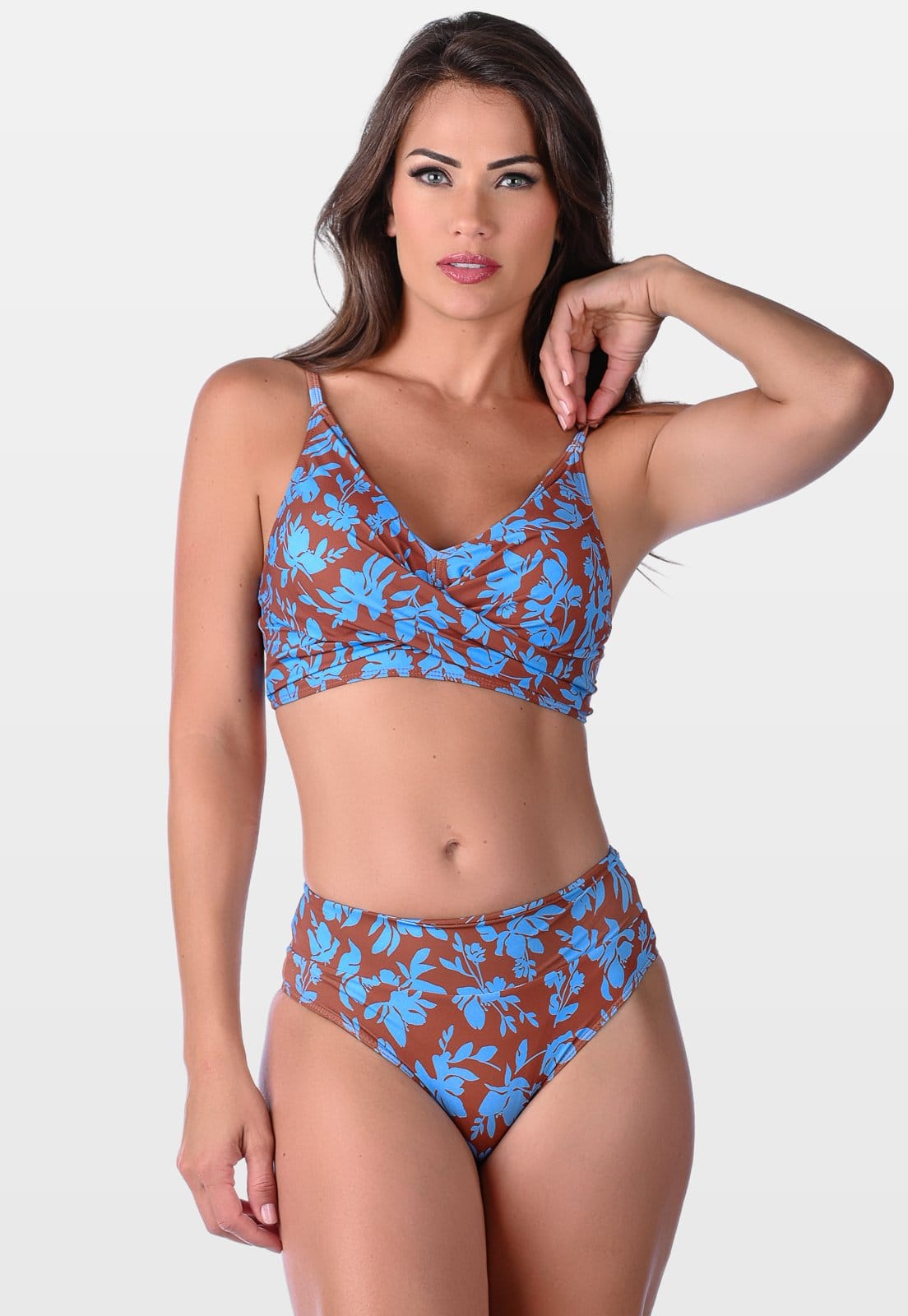 Biquíni Summer Soul Transpassado Bojo Removível Cintura Baixa Cós Duplo Folhagem