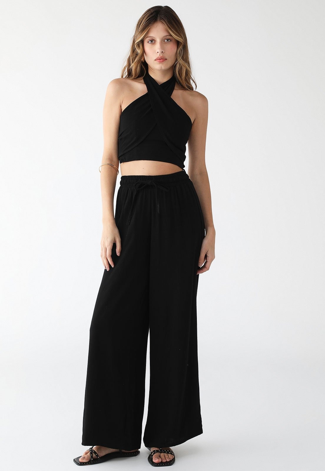 Imagem principal Conjunto Cropped Multiformas e Pantalona Levosch De Linho 77VS LEVOSCH preto