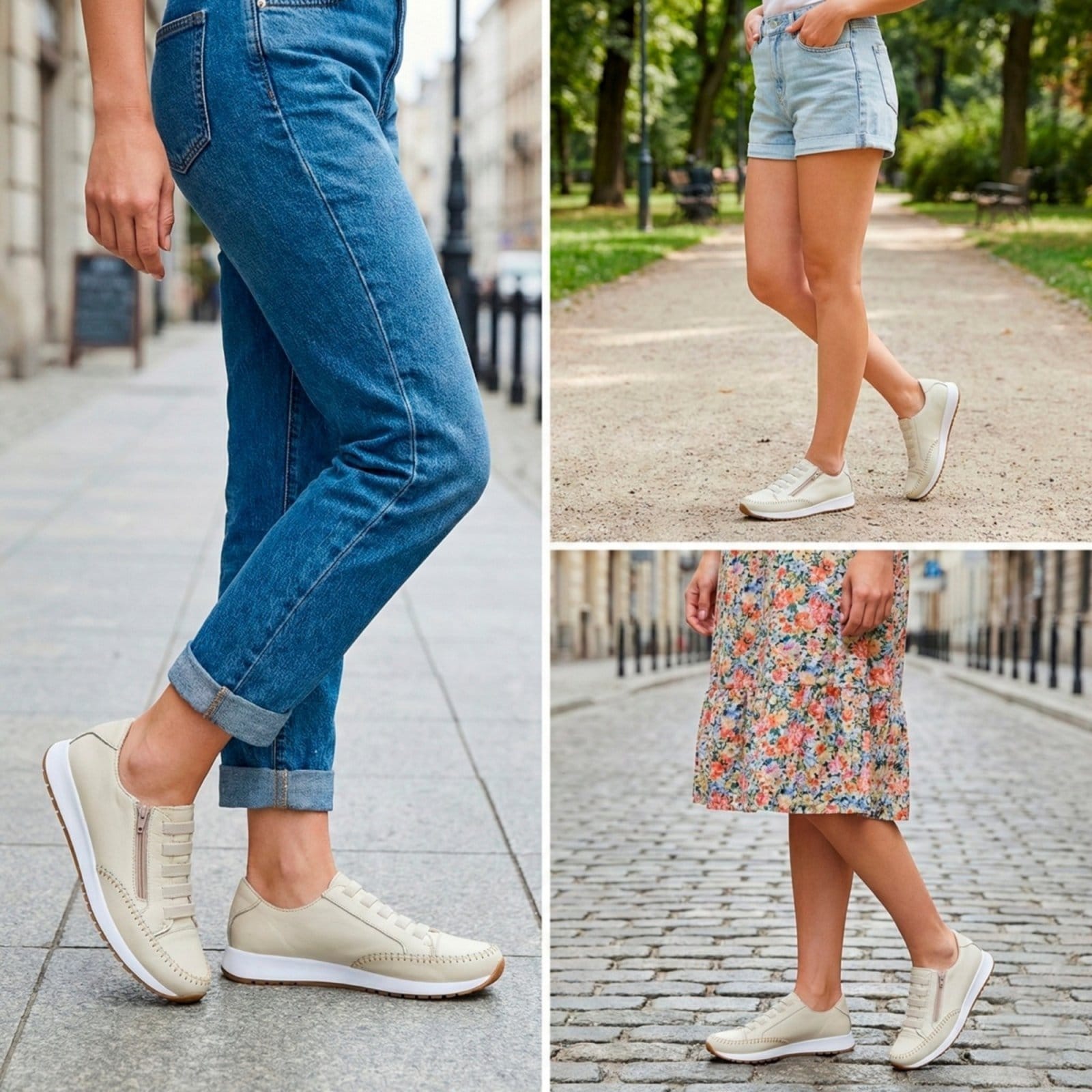 Tênis Feminino Estilo Jogger Calce Facil Em Couro Legítimo