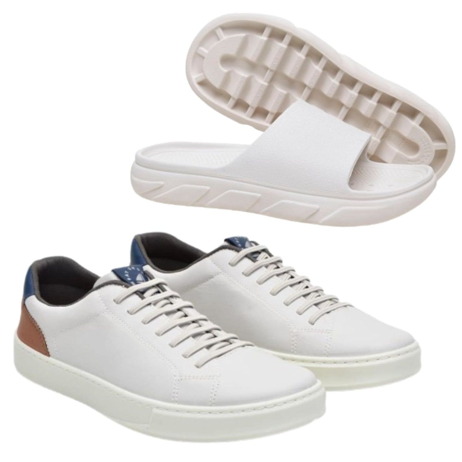 Kit Tênis Casual Anna Andrade Sapatenis Elástico Claro e Chinelo Slide Conforto