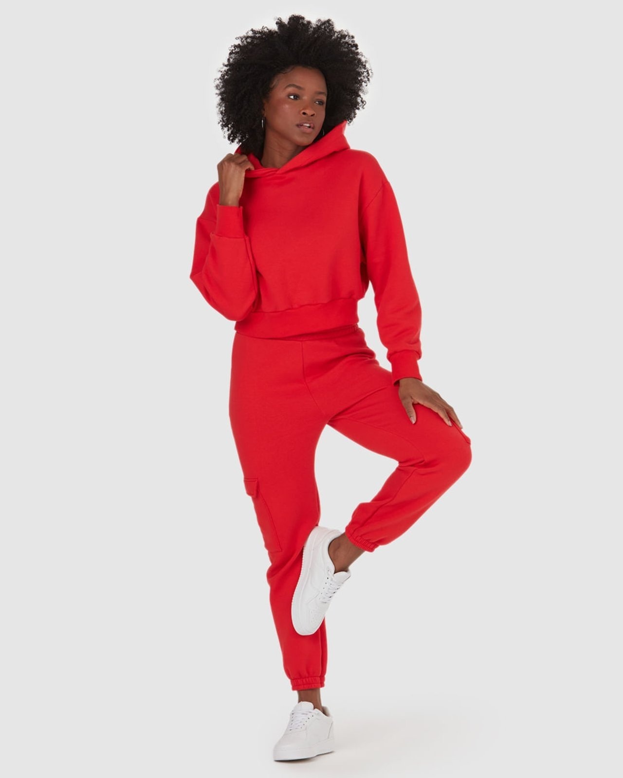 Imagem principal Calça Básica Feminina Jogger Bolso Cargo Em Moletom Flanelado Malwee vermelho