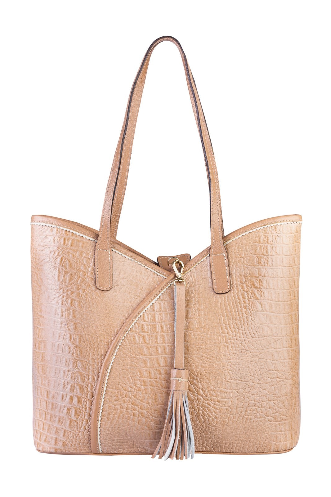 Imagem principal Bolsa Andrea Vinci Grande De Couro Croco Rachel Andrea Vinci bege