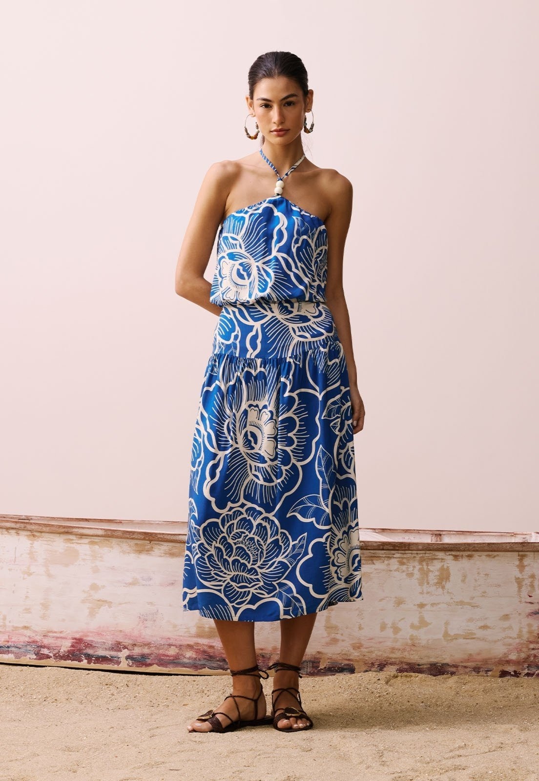 Imagem principal Saia Midi Pala Estampada Cambará CaCay azul