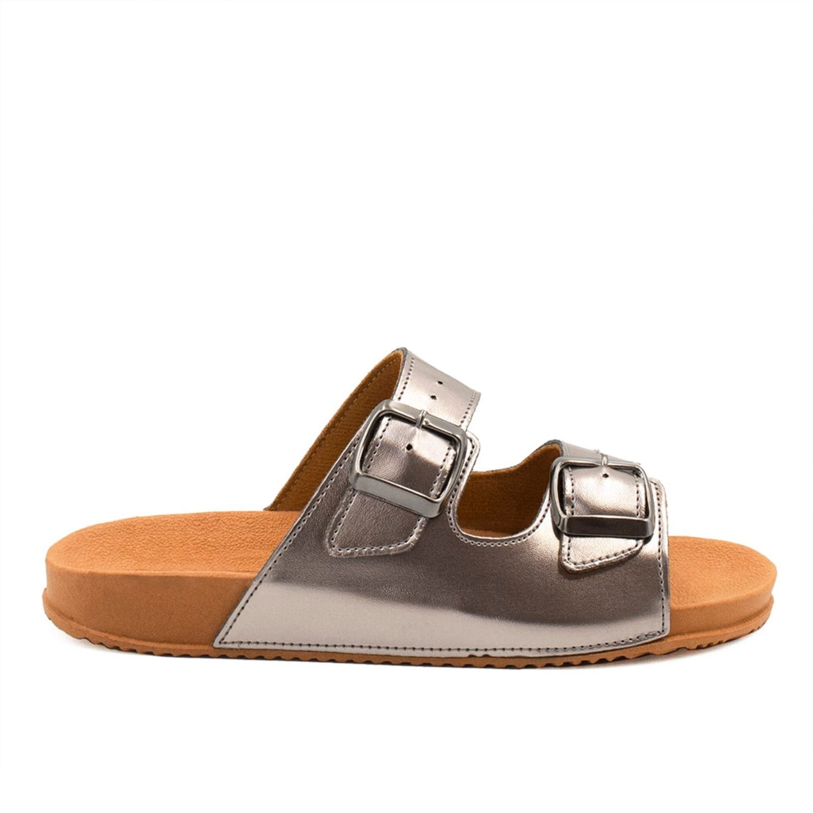 Rasteira PapeteZatta Tiras De Fivela Bianca Prata Velho