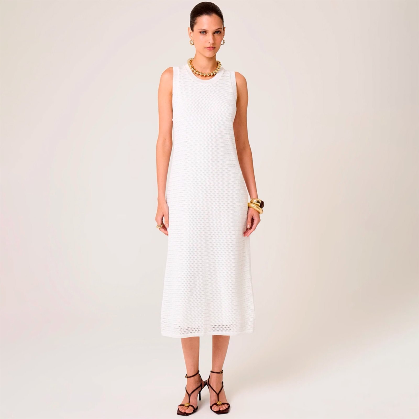 Imagem principal Vestido Dudalina Regata Texture Ve26 Off White Feminino Dudalina amarelo white