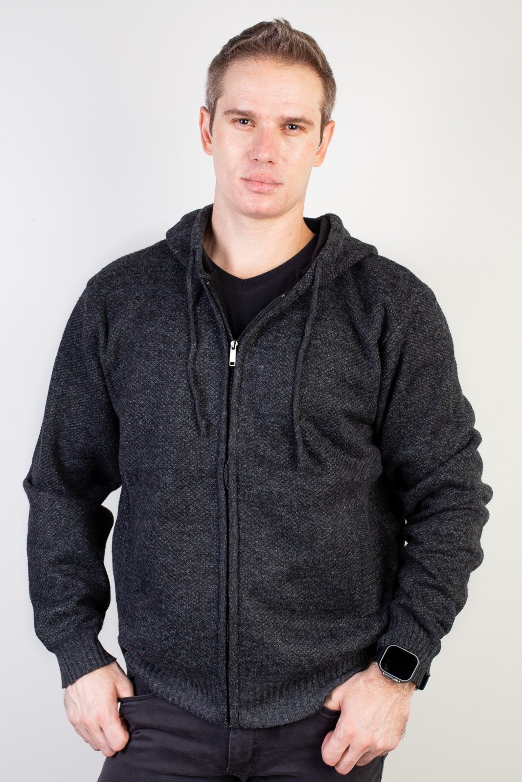 Imagem principal Jaqueta Enluaze de malha térmica masculina com capuz 90149 Kloze preto