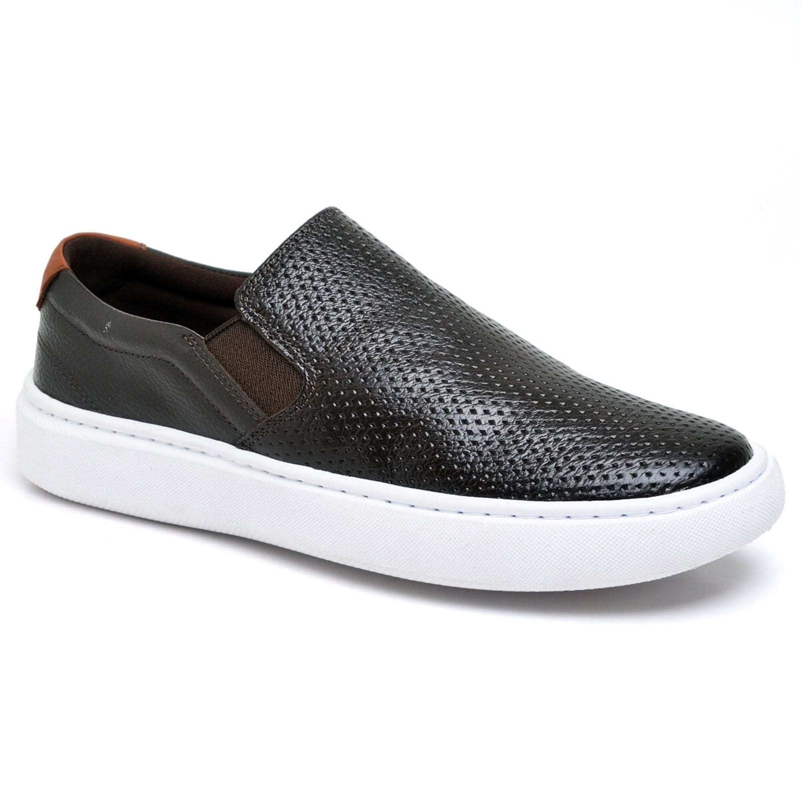 Tênis Slip On Iate Casual Couro Macio Calce Fácil Sola Flat