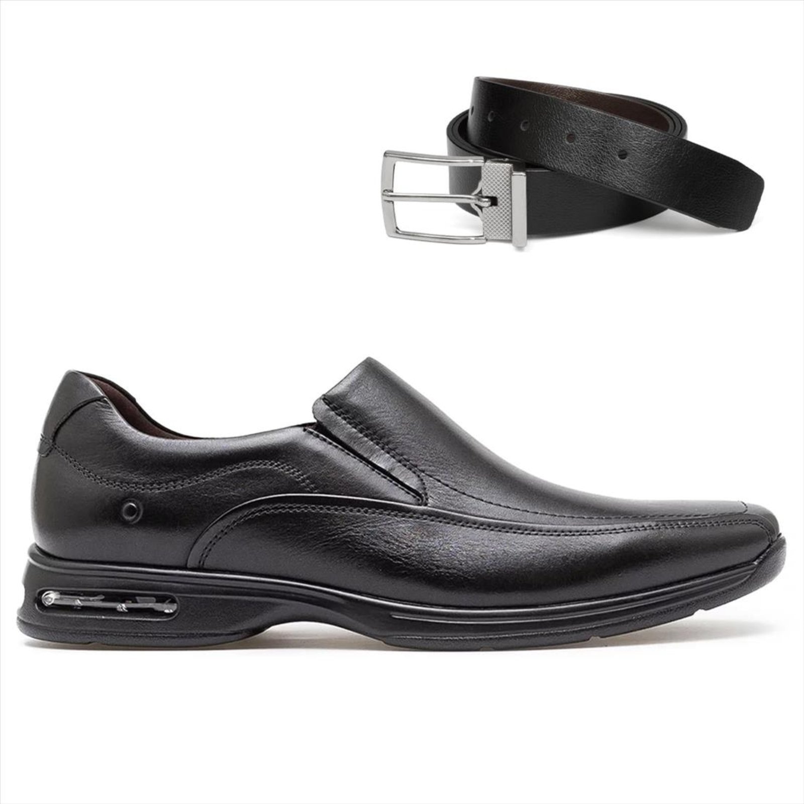 Imagem principal Sapato Social De Couro Democrata Smart Comfort Ar Spot 448027 + Cinto Dupla Face DEMOCRATA preto