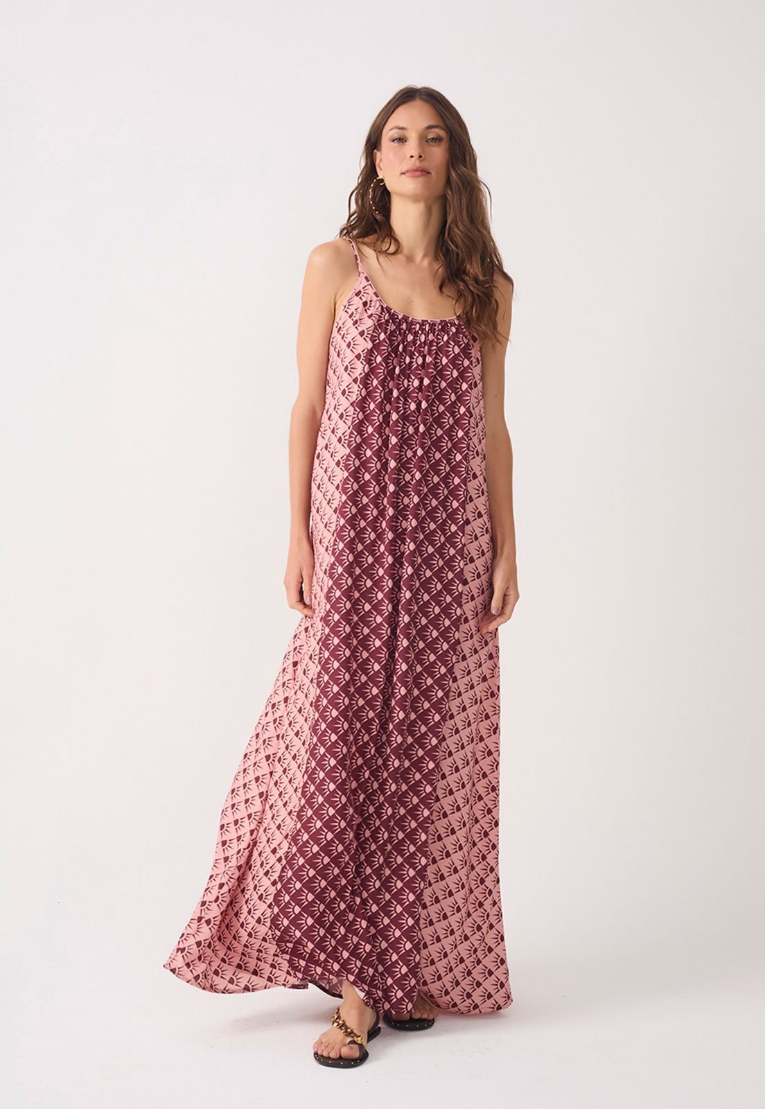 Imagem principal Vestido Feminino Dress To Estampa Geométrica Longo Dress to vinho