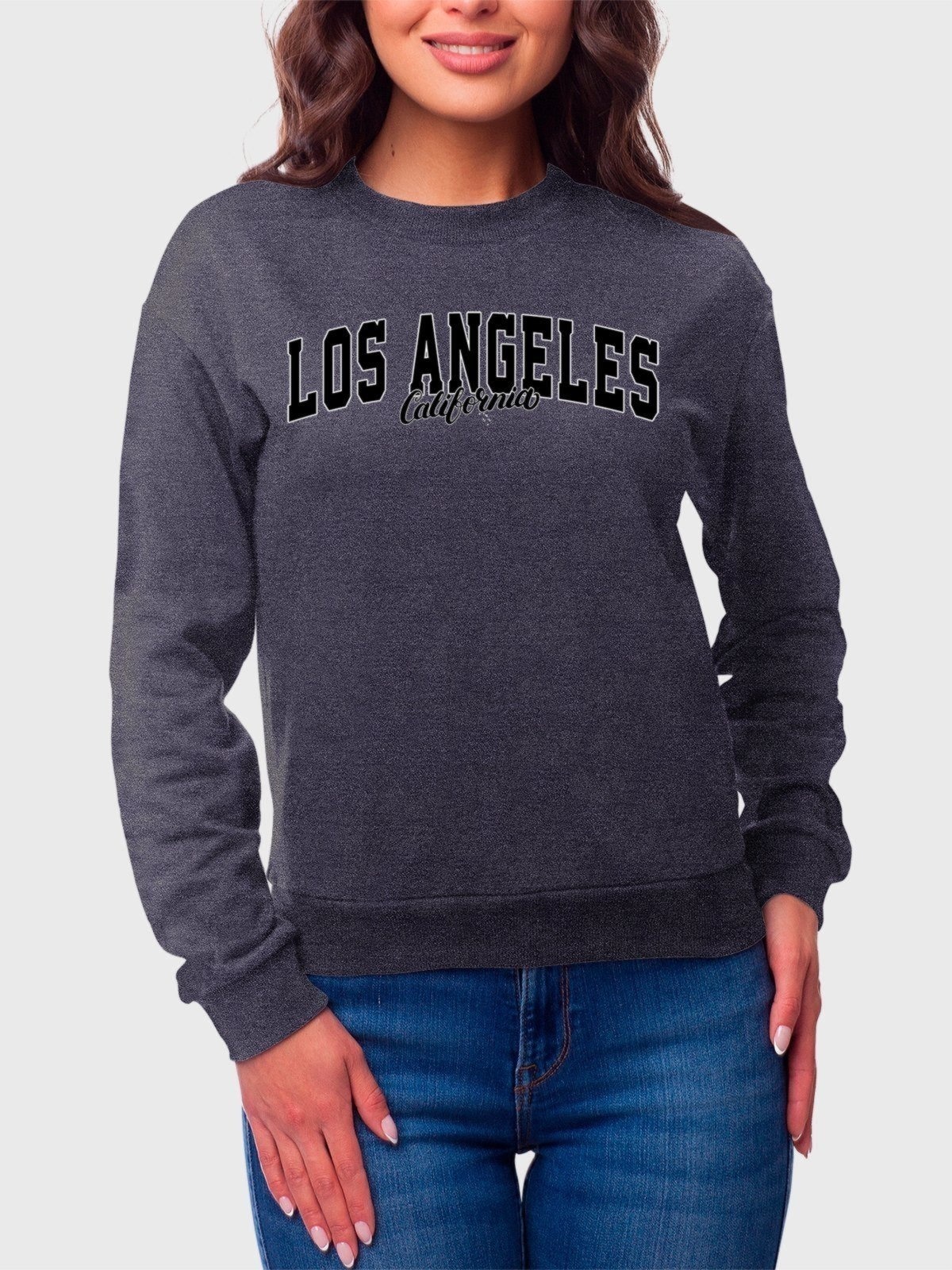 Imagem principal Moletom Gola Redonda Feminino Flanelado Estampa Los Angeles Chumbo Benellys grafite