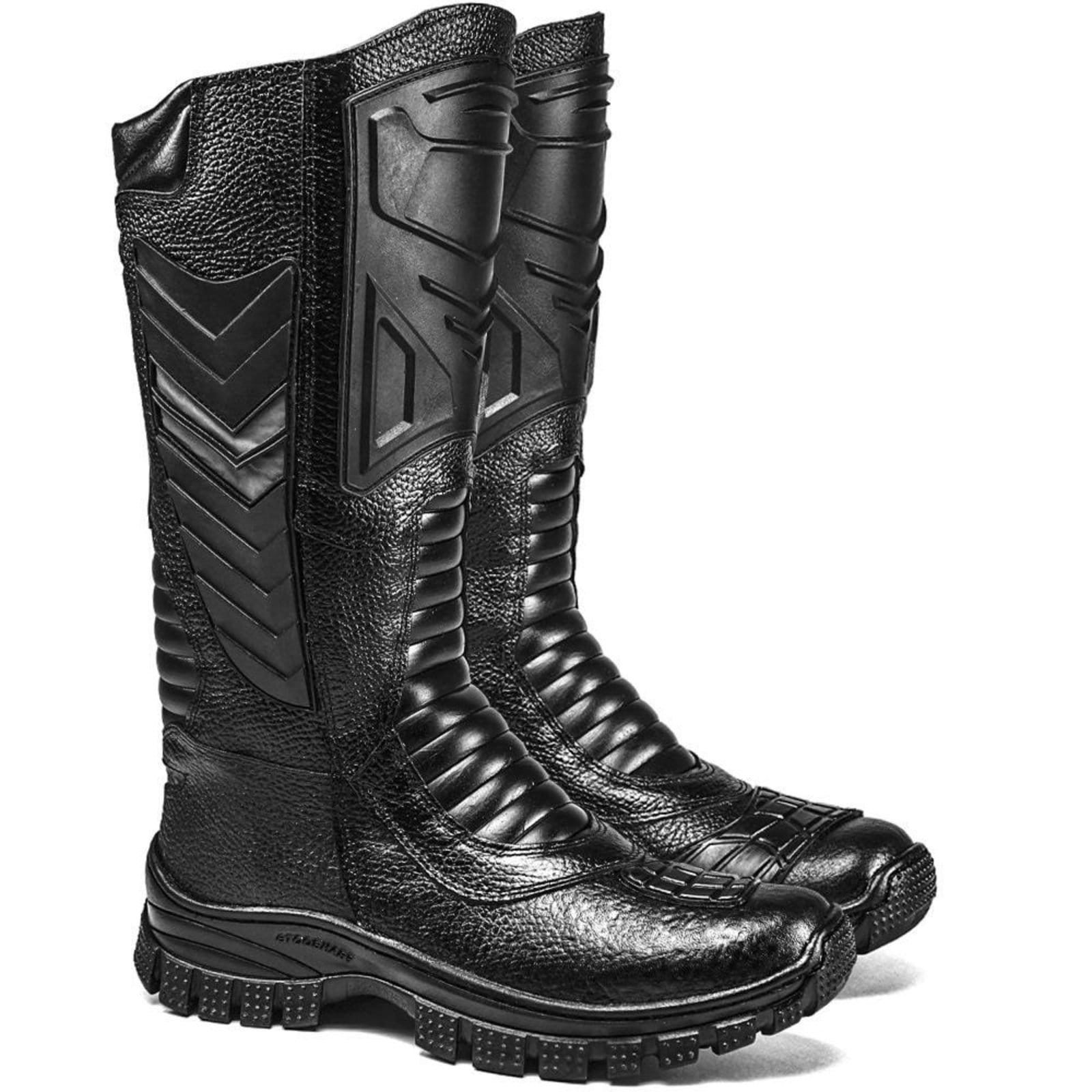 Bota Masculina Couro Cano Alto Militar Bombeiros Zíper Resistente