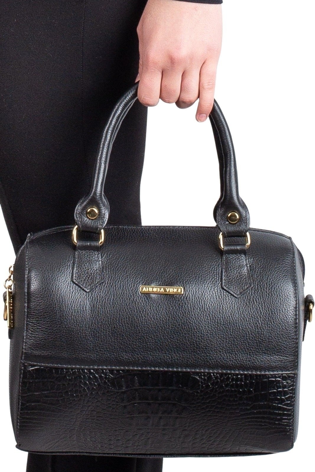 Imagem principal Bolsa Andrea Vinci Baú De Mão Em Couro Liso Sthefani - Preta Andrea Vinci caramelo