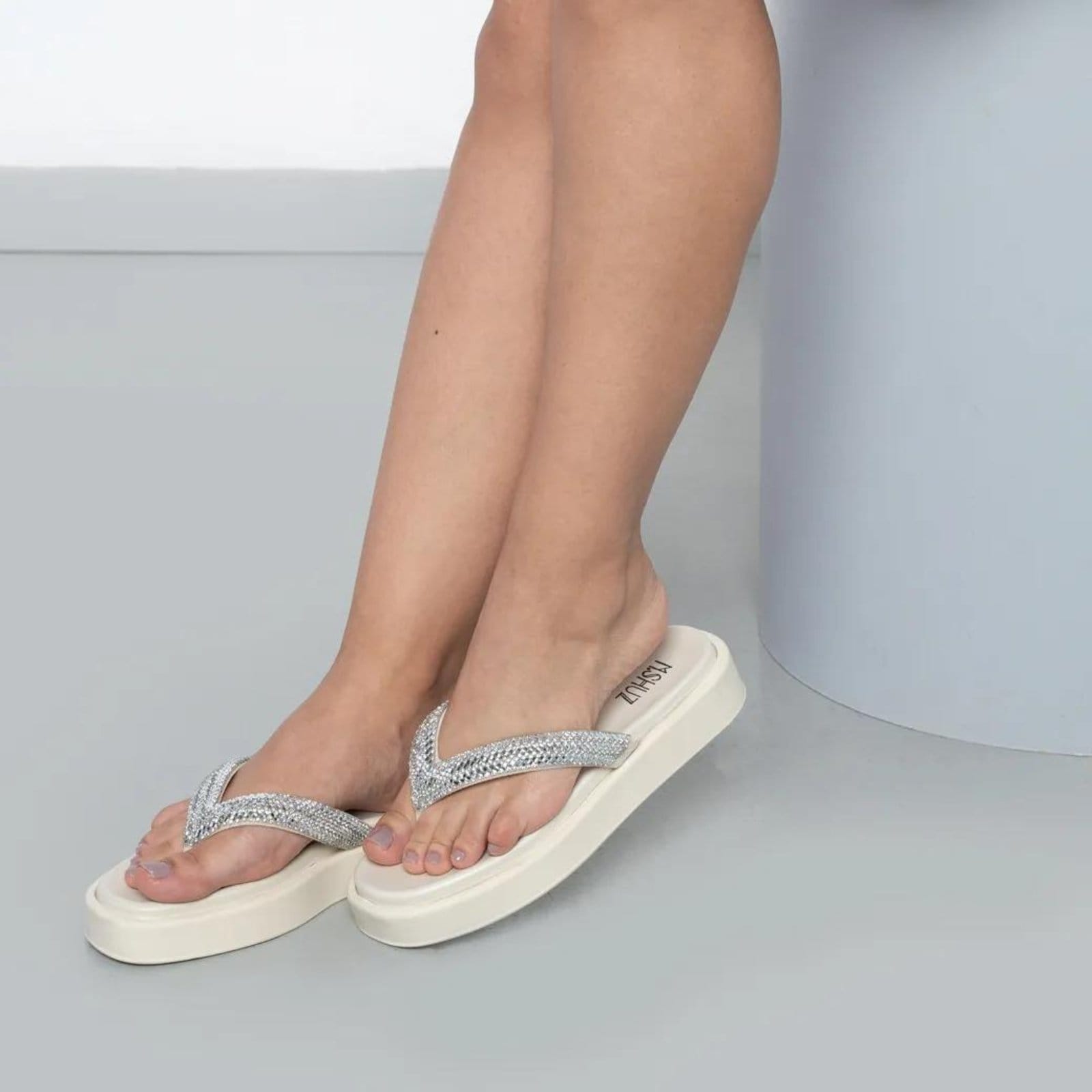 Tamanco M Shuz Salto Bloco Feminino Off-white