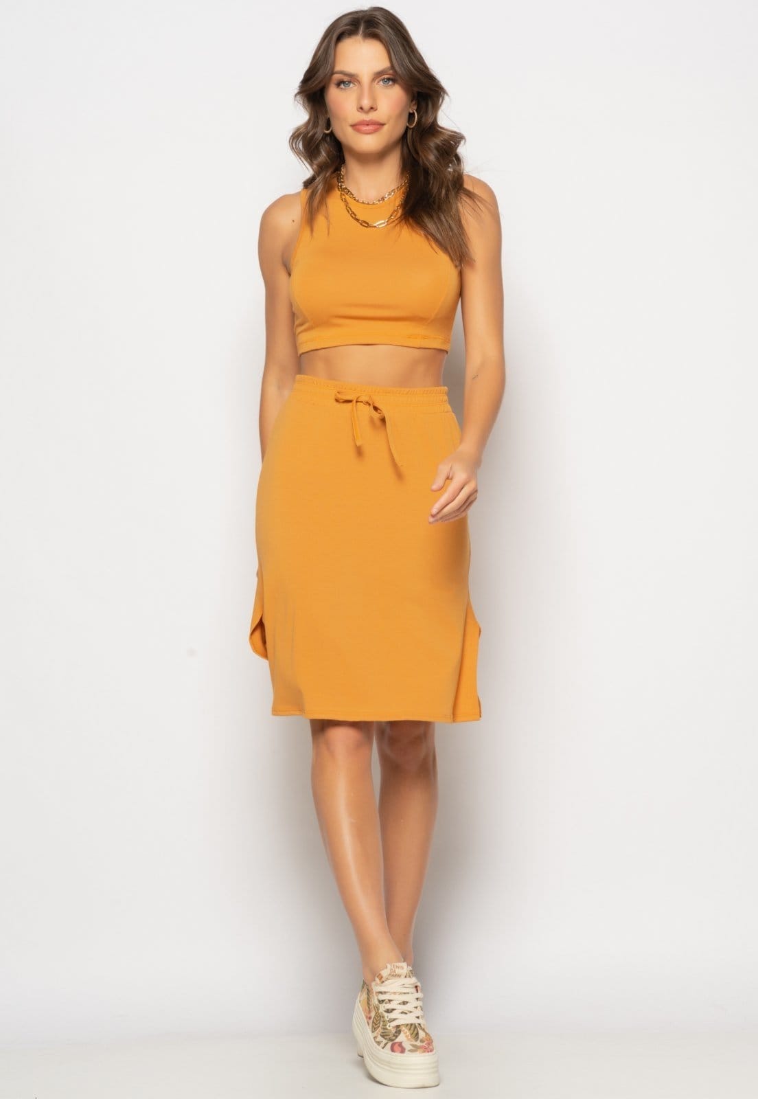 Saia Midi Com Fenda Malha Salvatore