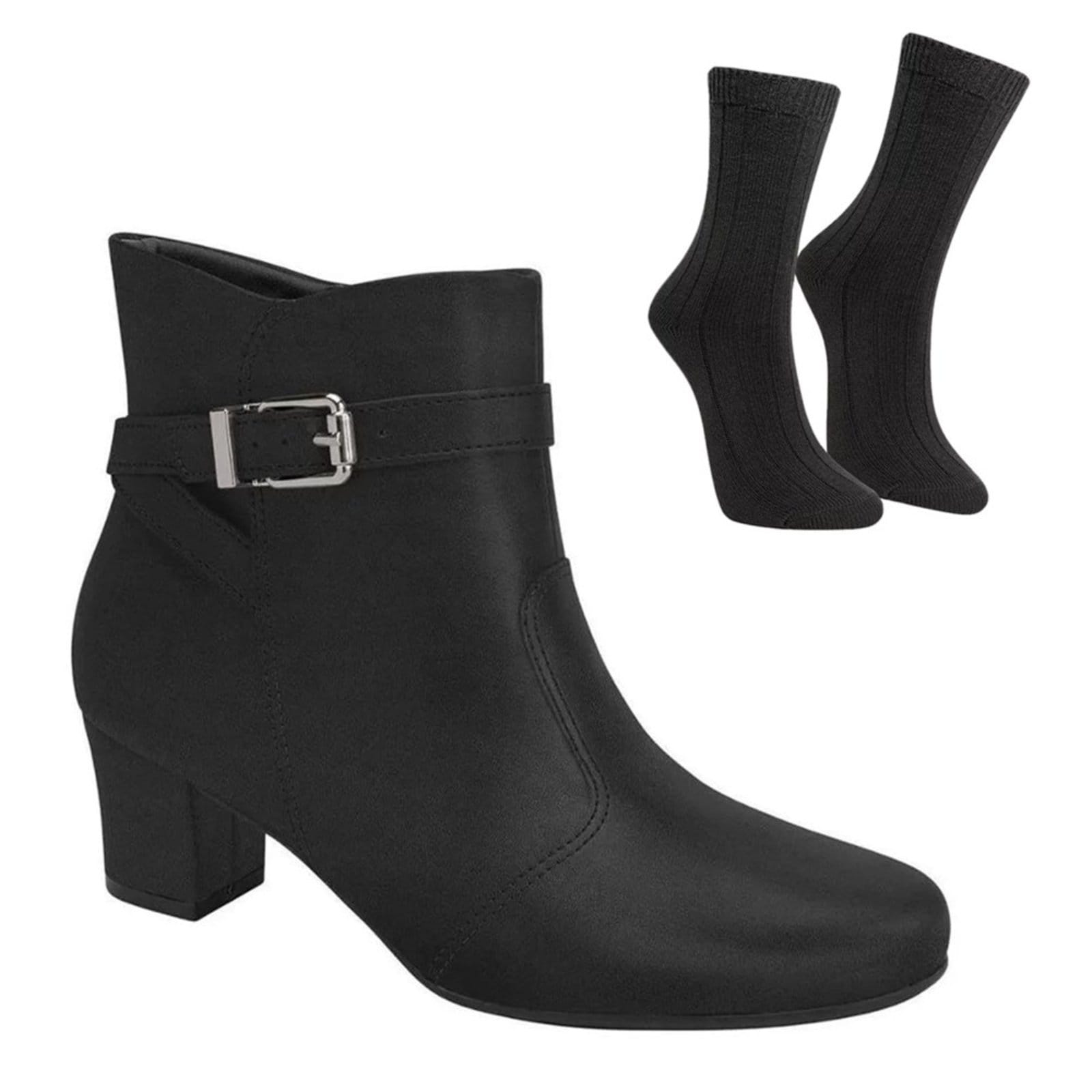 Kit Bota Piccadilly Laura Cano Curto Feminina + Par de Meia