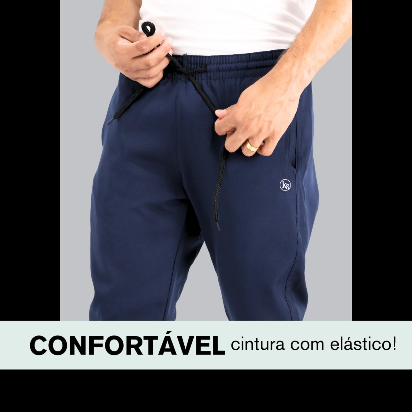 Imagem principal KIT 2 Calça Jogger KS Tactel Elastano Premium Casual Esporte KS azul/azul marinho/preto