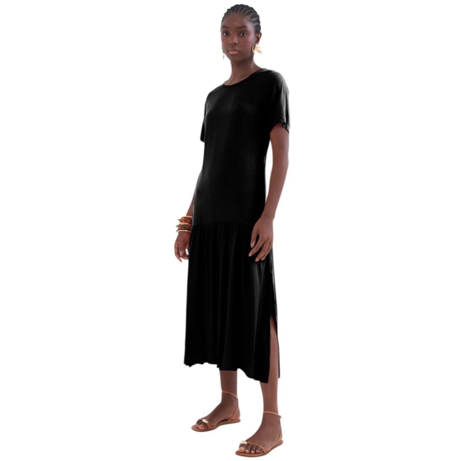 Imagem principal Vestido Midi Reto Com Drapeado Colcci Colcci preto