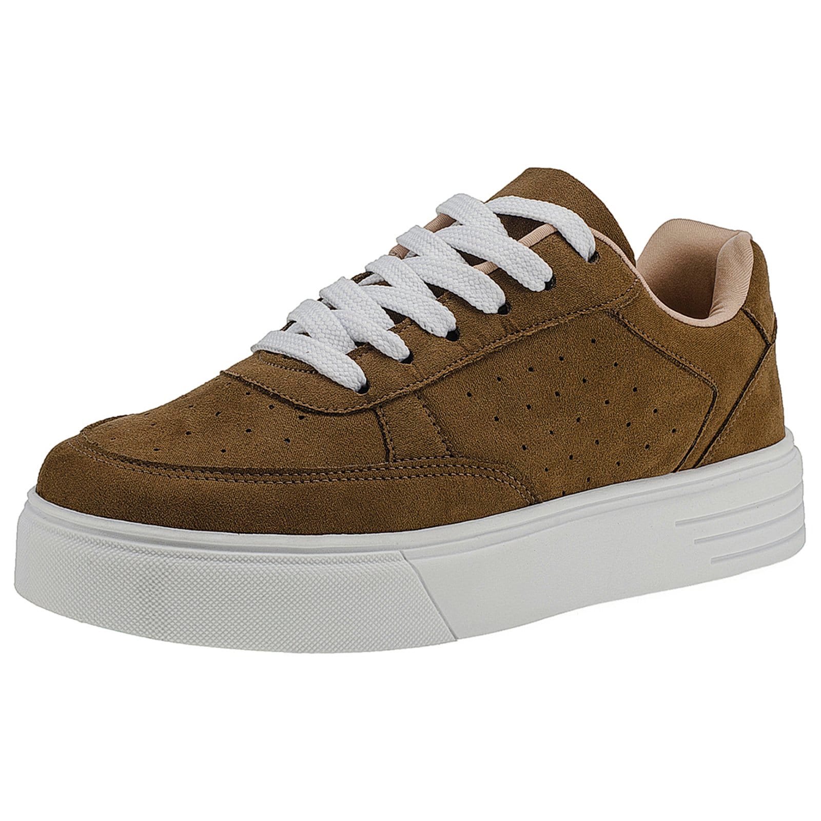 Tênis Lóris Shoes Feminino Casual em Camurça Confortável Solado Reto Air Cadarço 007-021 Havana