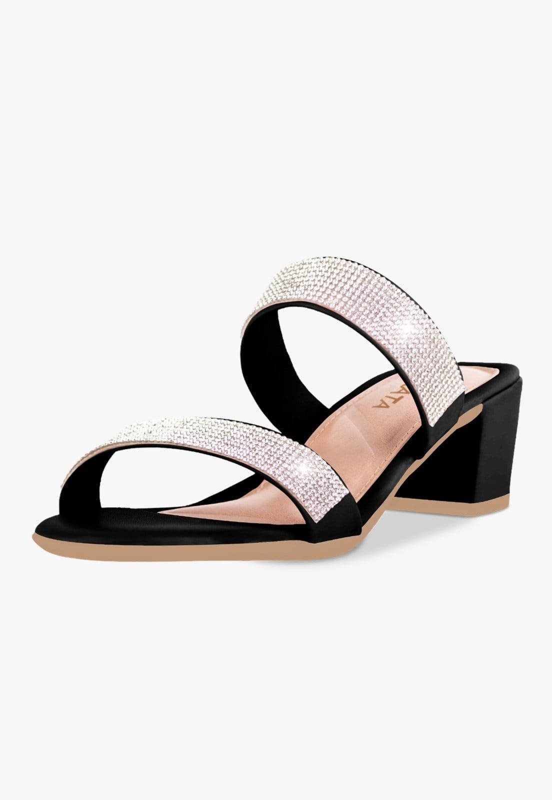 Tamanco Feminino Takata Salto Bloco Baixo Brilho Strass