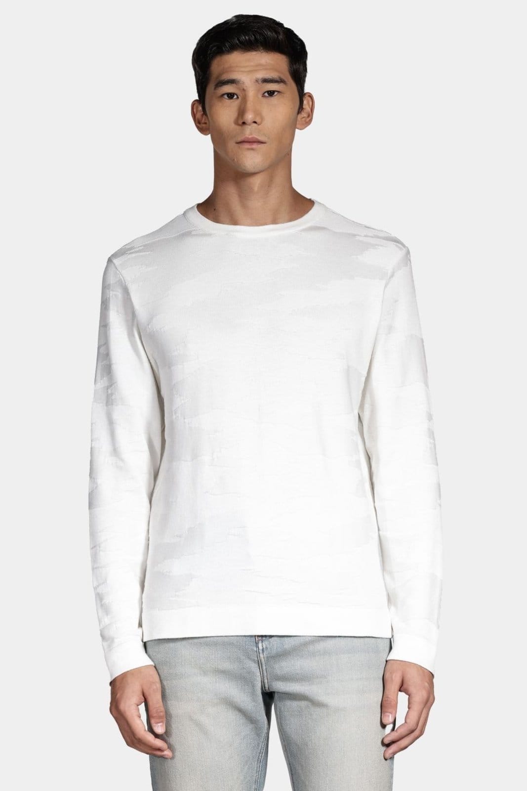 Tricot Aramis Manga Longa Jacquard Camuflado Off White