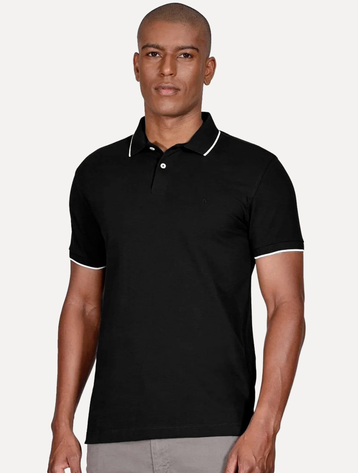 Polo Aramis Masculina Piquet Off Friso Preta