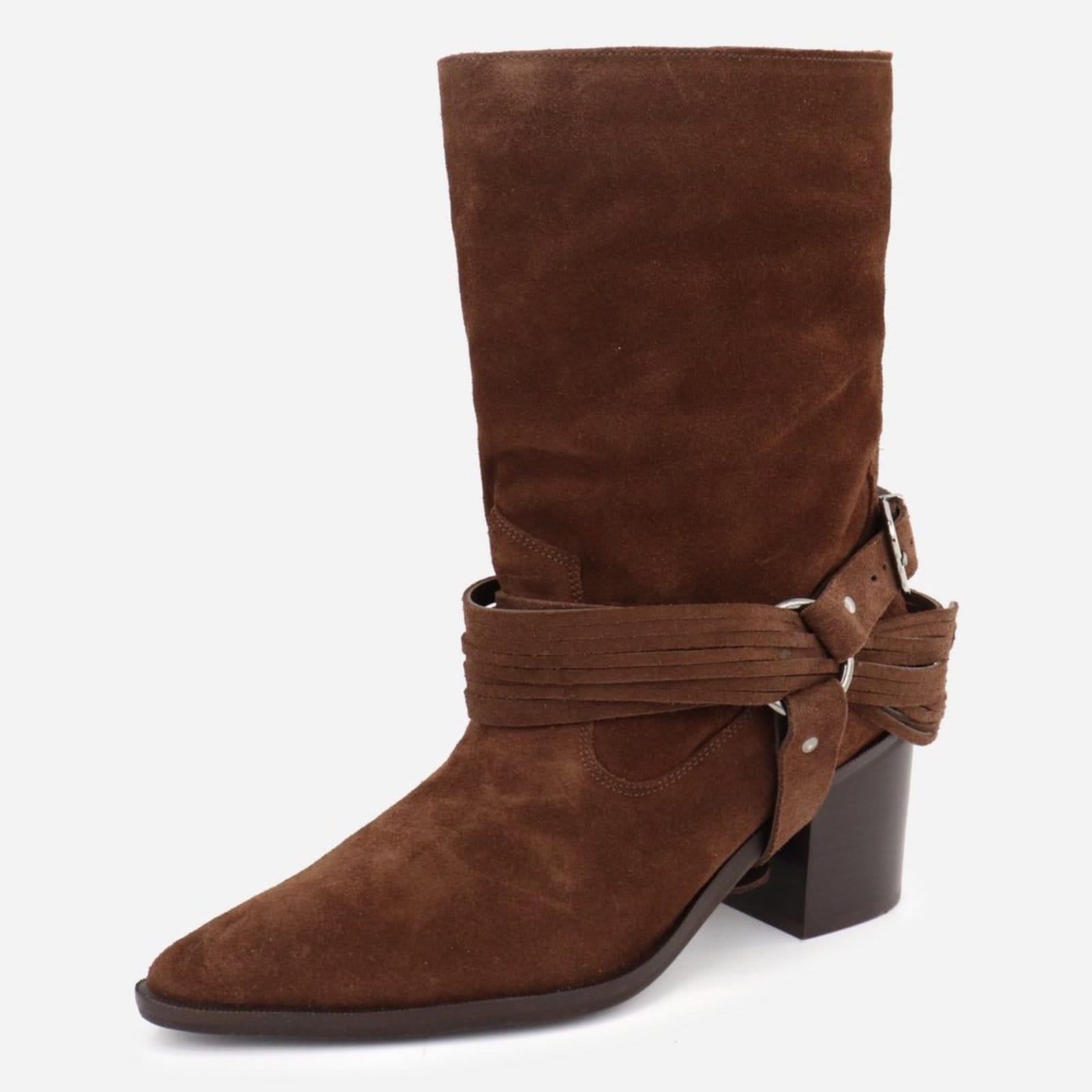 Bota Feminina Western Fashion Estilo Conforto Country Detalhes ajustáveis em Couro Texana Maria Paula Expresso