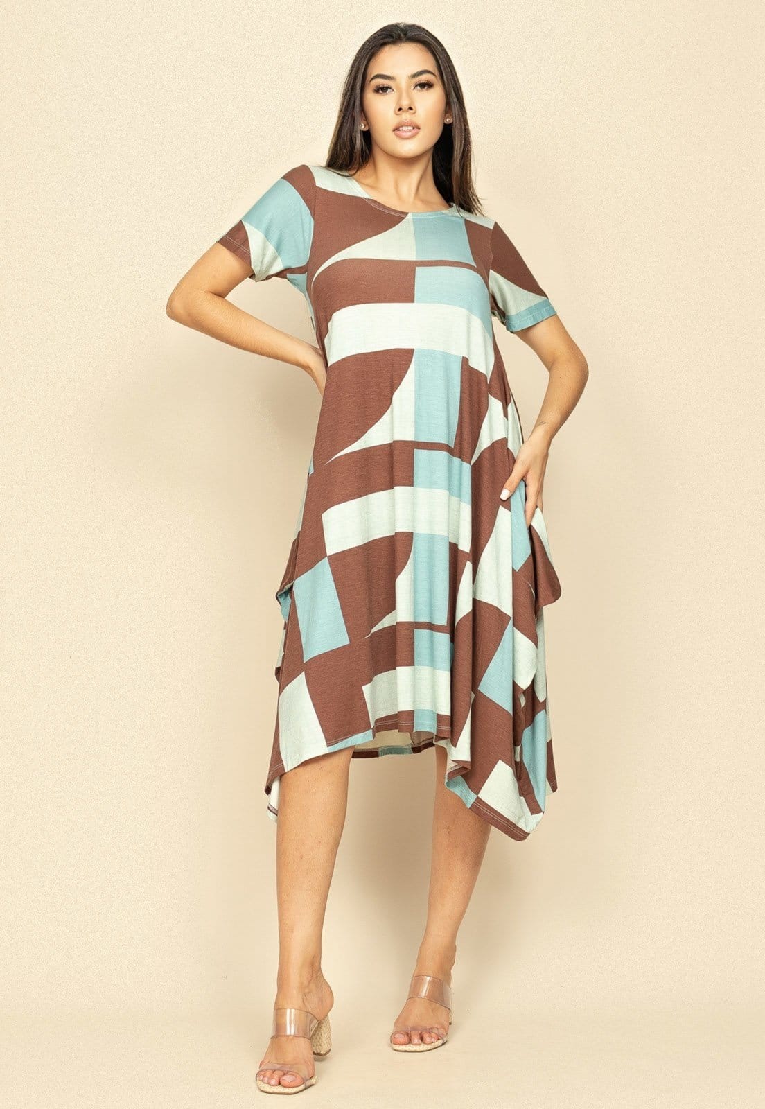 Vestido Saruel Malha Manga Curta Estampa Santa Rosa do Tocantins