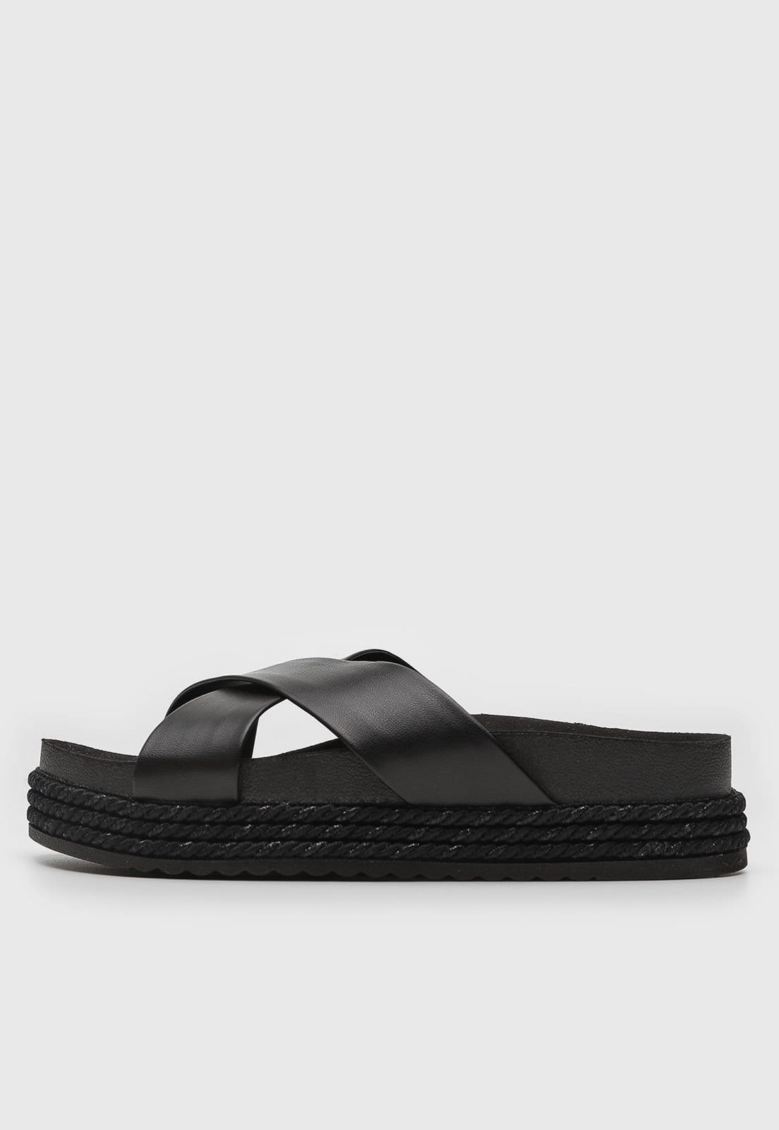 Sandália Feminina Beira Rio Tiras Cruzadas Preta