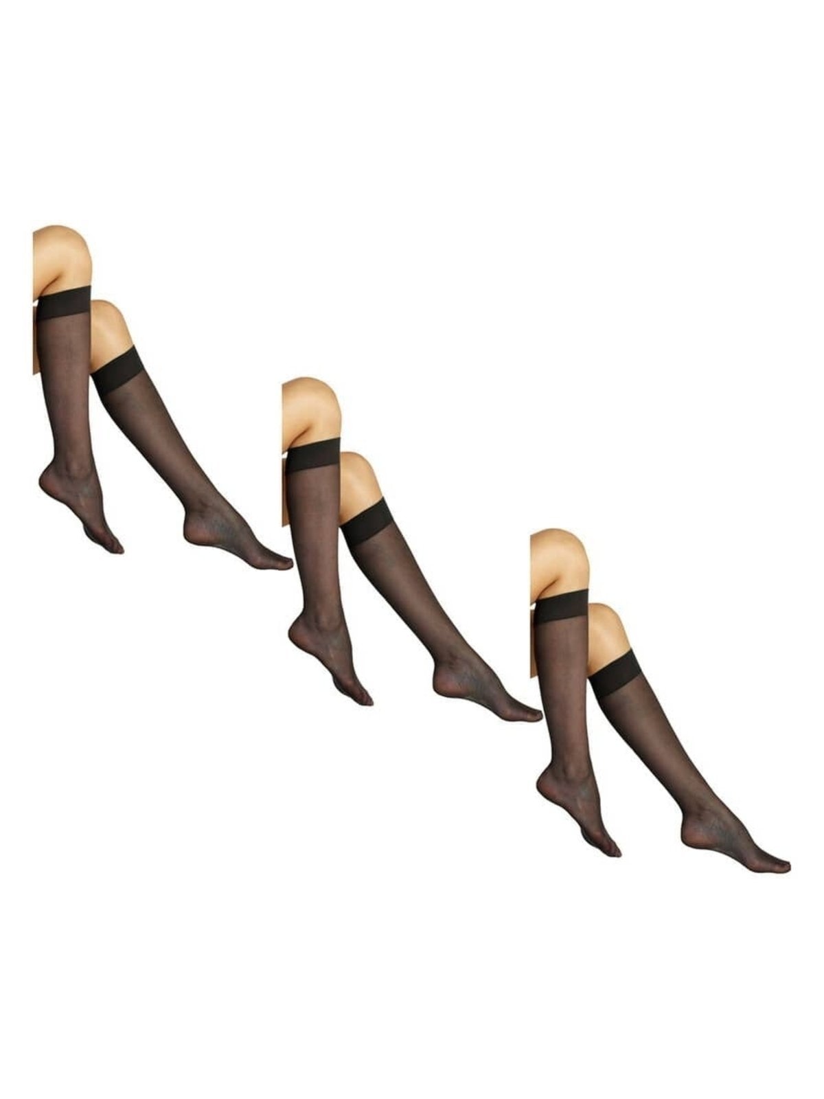 Imagem principal Kit 3 Pares de Meias 3/4 Fio 15 com Elastano Loba Lupo preto