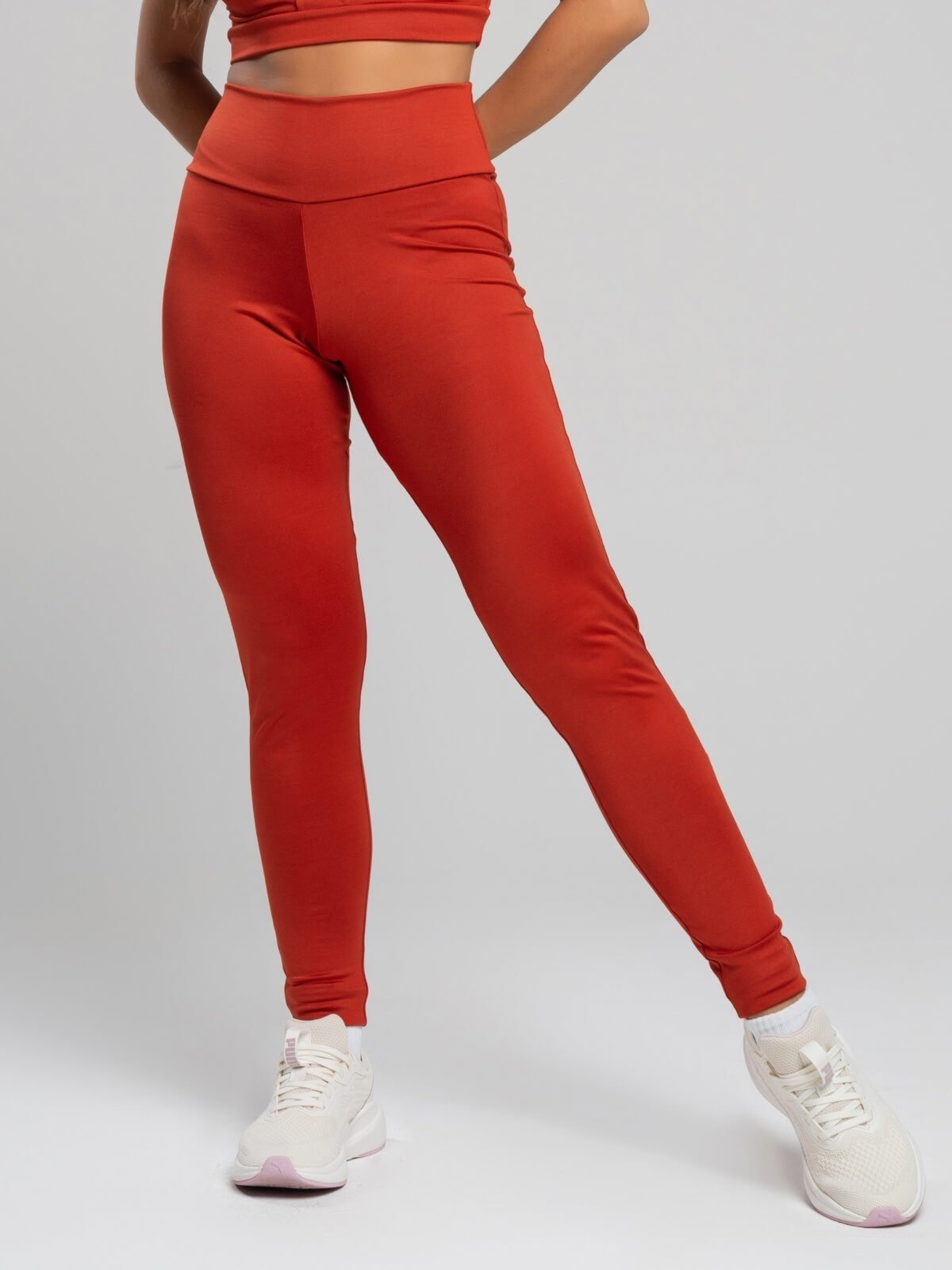 Imagem principal Calça Legging Suplex Cintura Alta Moda Fitness Feminina Treino Academia Terracota Vicbela caramelo/laranja