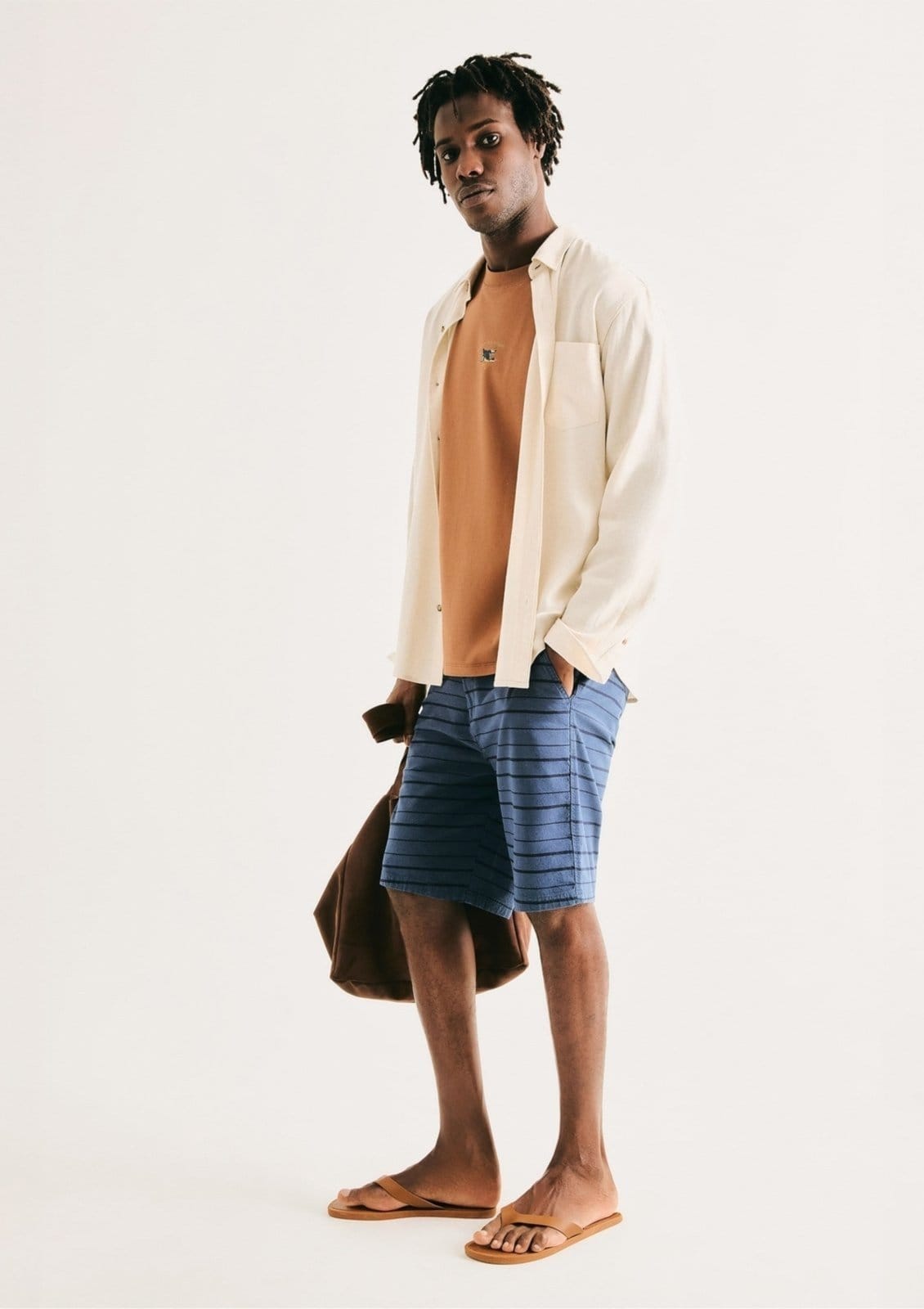 Bermuda Masculina Fio Tinto Listrada